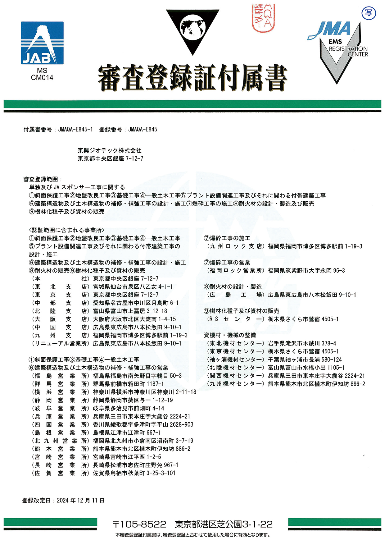 EMS審査登録証付属書(2023.09.01