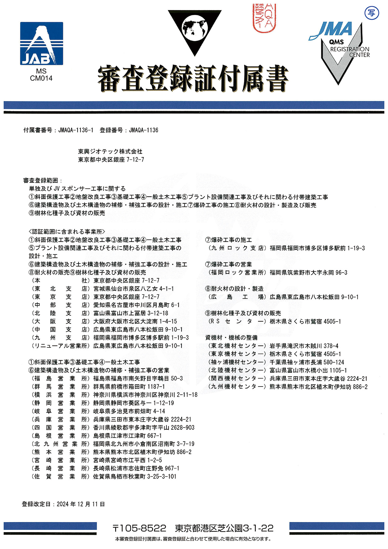 QMS審査登録証付属書(2023.09.01)